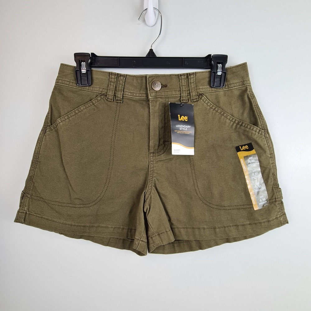 Lee Legendary Style Women Olive Green Carpenter Shorts Mid Rise Size 4 Hiking